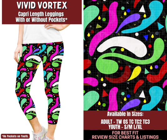 Preorder! Closes 2/4. ETA May. Vivid Vortex Capri Length Leggings w/wo Pockets