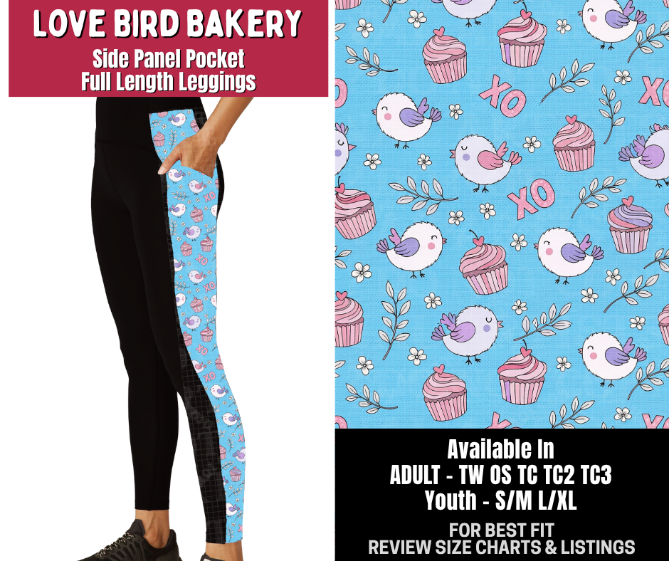 Preorder! Closes 10/14. ETA Jan. Love Bird Bakery Side Panel Pocket Full Length Leggings