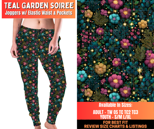 Preorder! Closes 12/29. ETA March. Teal Garden Soiree Joggers