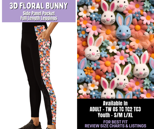 Preorder! Closes 1/22. ETA April. 3D Floral Bunny Side Panel Pocket Full Length Leggings