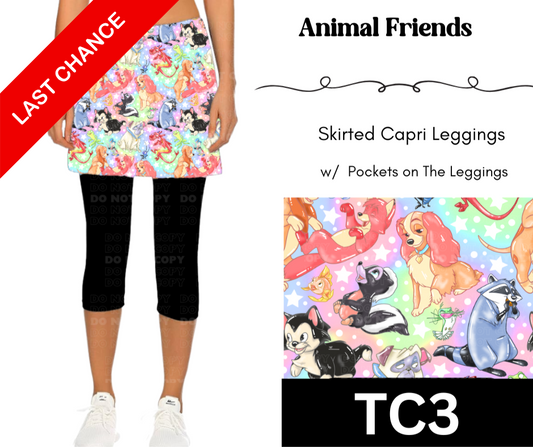 Animal Friends Skirted Capri Length Leggings w/ Pockets