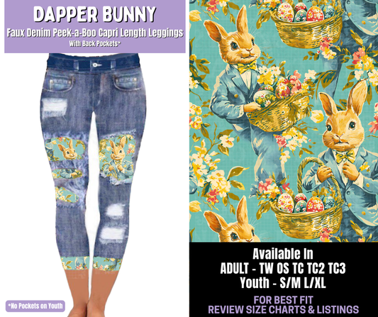 Preorder! Closes 1/22. ETA April. Dapper Bunny Capri Faux Denim Peekaboo