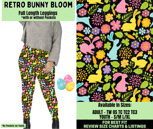 Preorder! Closes 1/19. ETA April. Retro Bunny Bloom Full Length Leggings w/wo Pockets