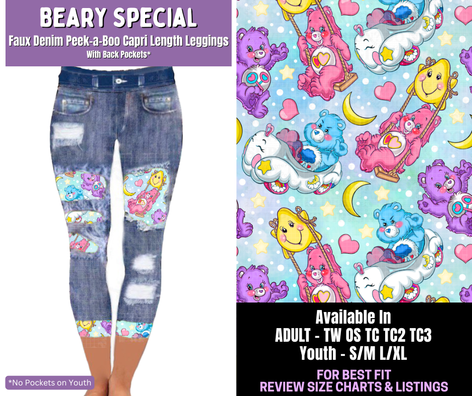 Preorder! Closes 12/18. ETA March. Beary Special Capri Faux Denim Peekaboo