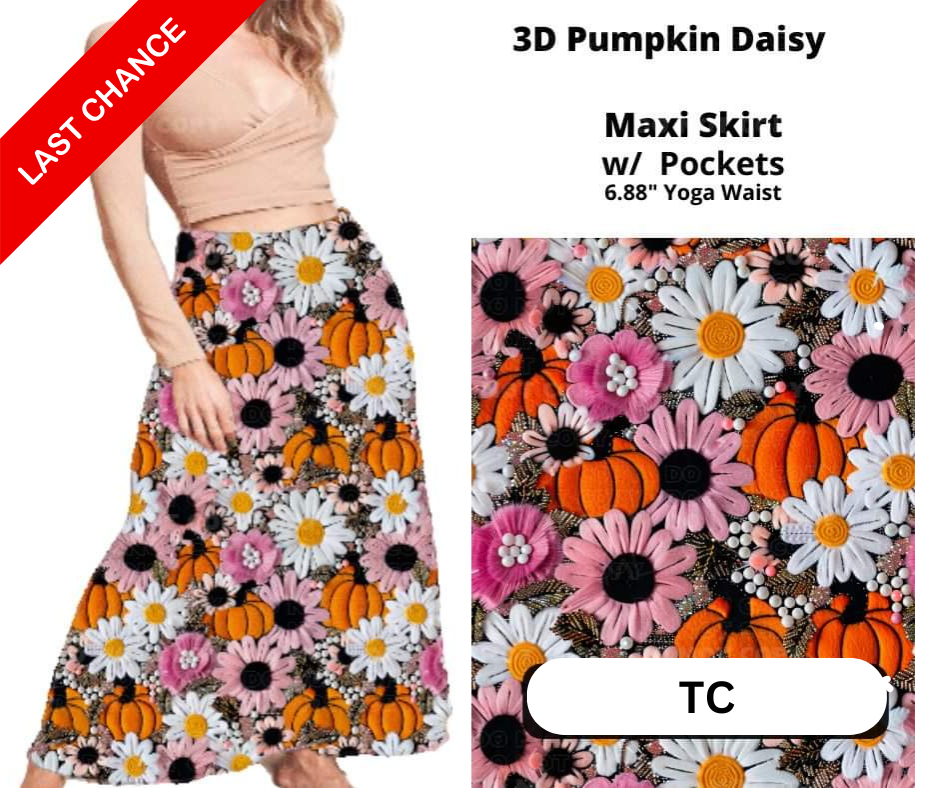 3D Pumpkin Daisy Maxi Skirt