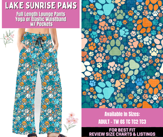 Preorder! Closes 1/12. ETA March. Lake Sunrise Paws Full Length Lounge Pants