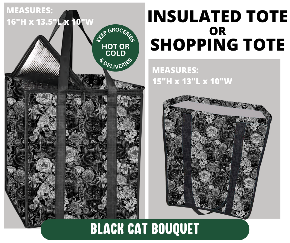 Preorder! Closes 10/7. ETA Jan. Black Cat Bouquet Shopping & Insulated Tote