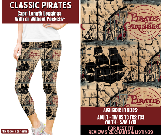 Preorder! Closes 2/4. ETA May. Classic Pirates Capri Length Leggings w/wo Pockets