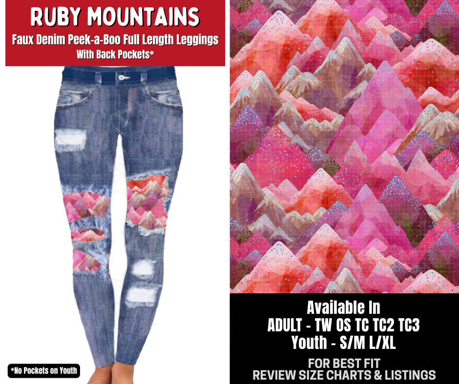 Preorder! Closes 10/26. ETA Jan. Ruby Mountains Full Length Faux Denim Peekaboo