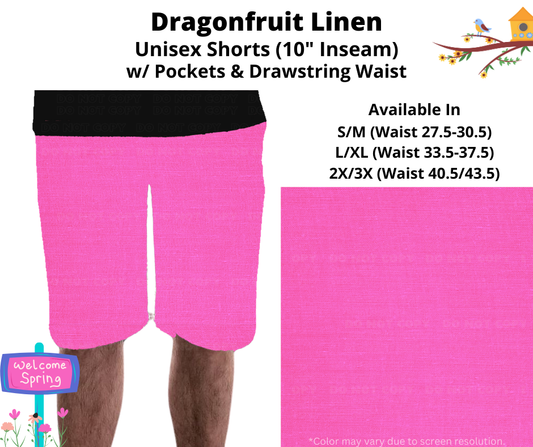 Preorder! Closes 1/8. ETA April. Dragonfruit Linen Unisex Shorts