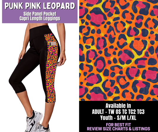 Preorder! Closes 12/18. ETA March. Punk Pink Leopard Side Panel Pocket Capri Length Leggings