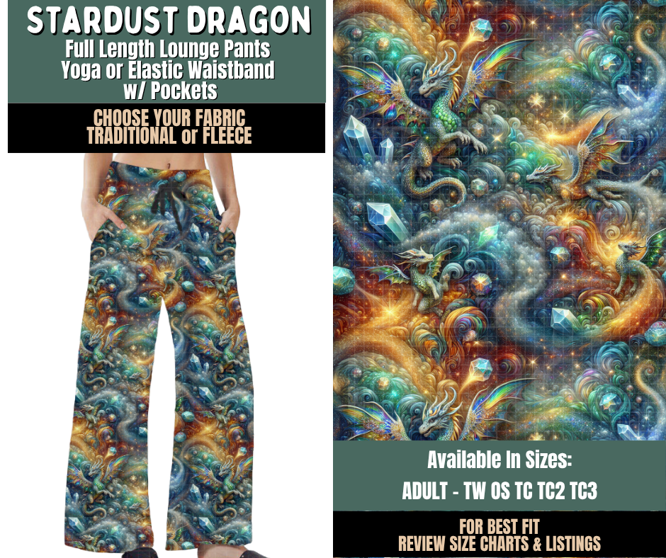 Preorder! Closes 9/17. ETA Dec. Stardust Dragon Lounge Pants Choose Fleece or Traditional