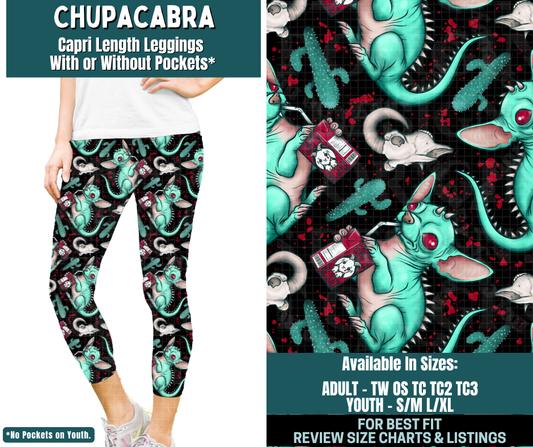 Preorder! Closes 2/5. ETA May. Chupacabra Capri Length Leggings w/wo Pockets