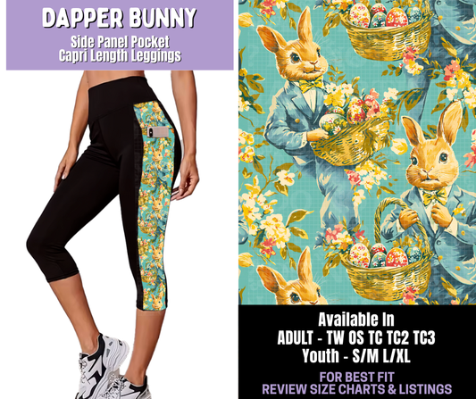 Preorder! Closes 1/22. ETA April. Dapper Bunny Side Panel Pocket Capri Length Leggings