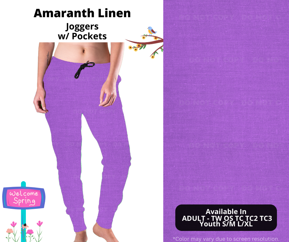 Preorder! Closes 1/8. ETA April. Amaranth Linen Joggers