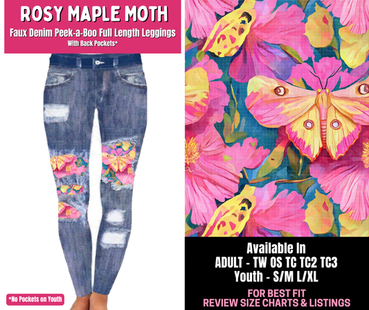 Preorder! Closes 1/1. ETA March. Rosy Maple Moth Full Length Faux Denim Peekaboo