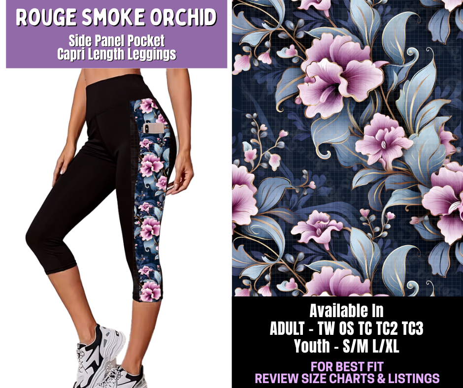 Preorder! Closes 12/18. ETA March. Rouge Smoke Orchid Side Panel Pocket Capri Length Leggings