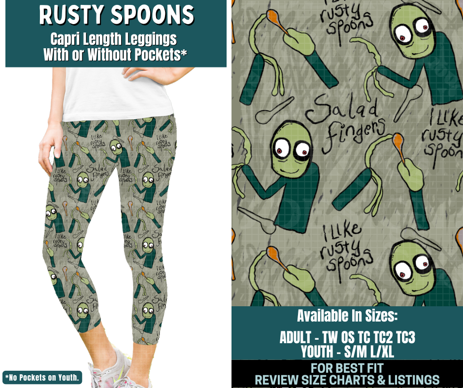 Preorder! Closes 2/5. ETA May. Rusty Spoons Capri Length Leggings w/wo Pockets