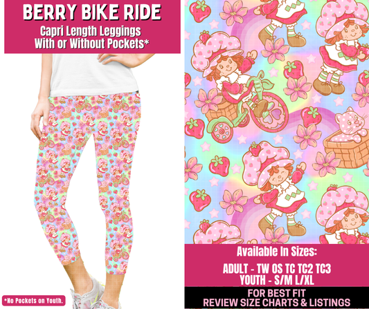 Preorder! Closes 12/31. ETA March. Berry Bike Ride Full Length Capri Length Leggings w/wo Pockets