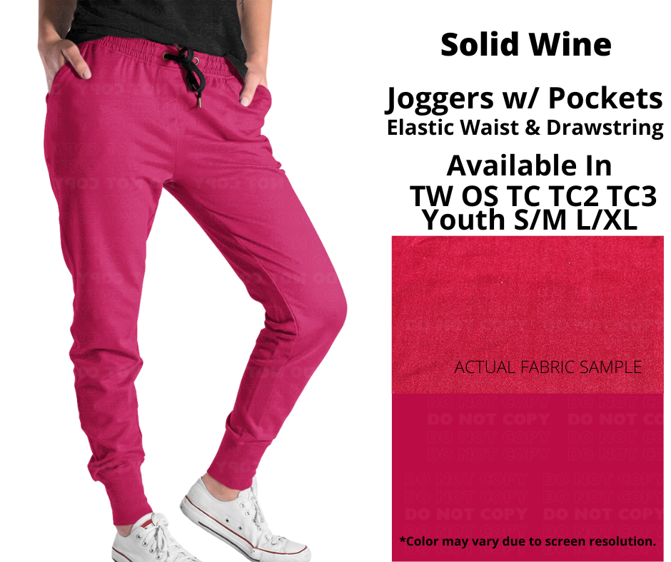 Preorder! Closes 2/4. ETA May. Solid Wine Joggers