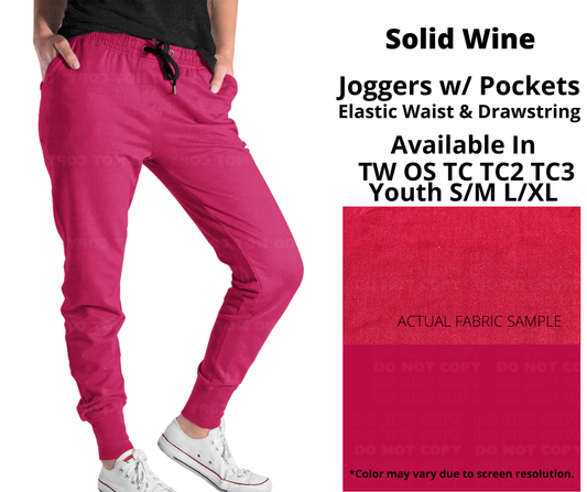 Preorder! Closes 2/4. ETA May. Solid Wine Joggers