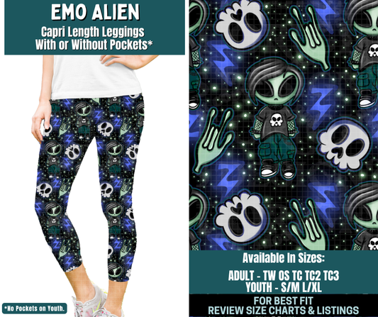 Preorder! Closes 2/5. ETA May. Emo Alien Capri Length Leggings w/wo Pockets