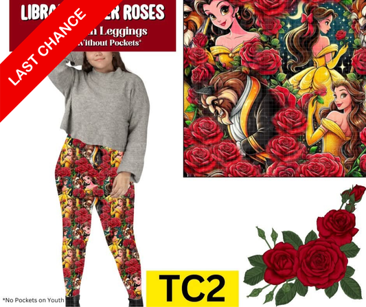 Library Lover Roses Full Length Leggings w/ Pockets