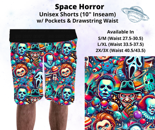 Preorder! Closes 2/3. ETA May. Space Horror Unisex Shorts