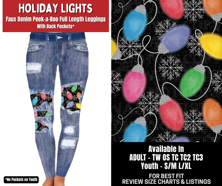 Preorder! Closes 8/31. ETA Dec. Holiday Lights Full Length Faux Denim Peekaboo