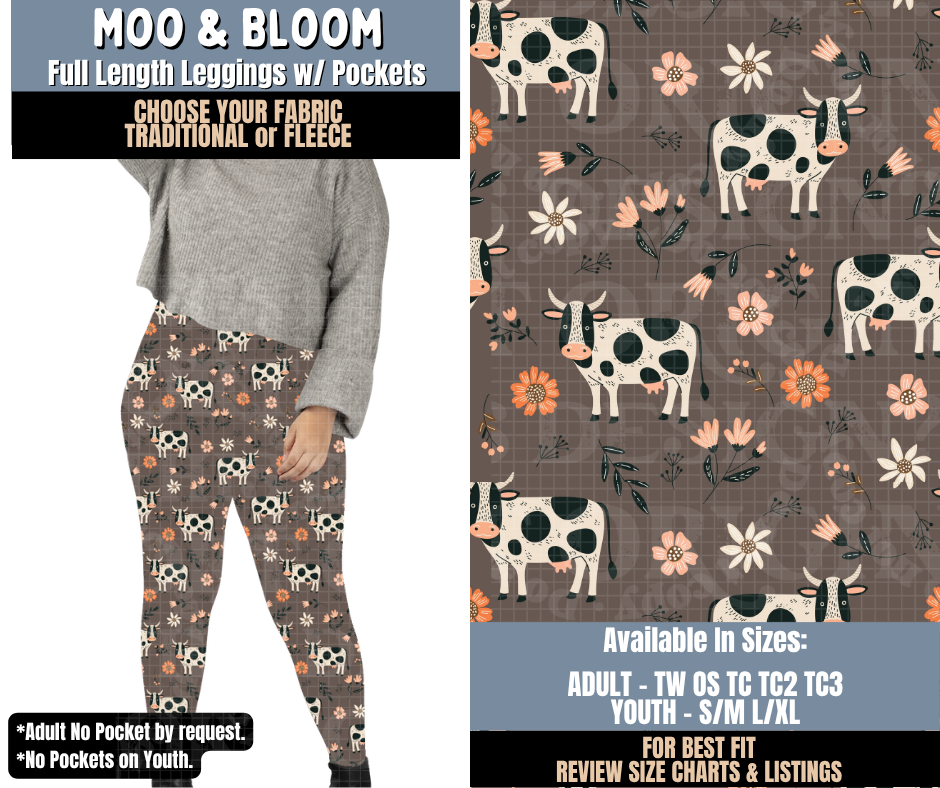 Preorder! Closes 9/24. ETA Dec. Moo & Bloom Full Length Leggings w/wo Pockets