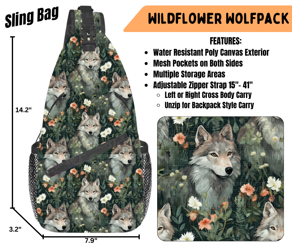 Preorder! Closes 6/22. ETA Sept. Wildflower Wolfpack Sling Bag