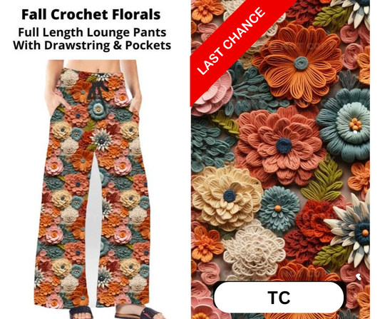 Fall Crochet Florals Full Length Lounge Pants