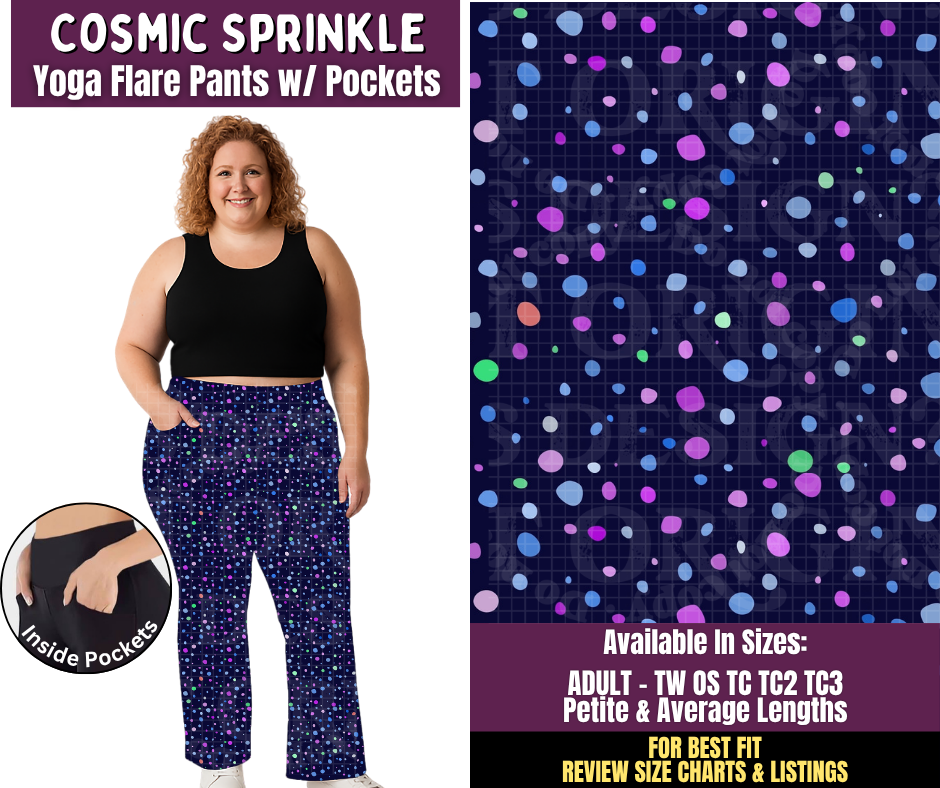 Preorder! Closes 11/4. ETA Feb. Cosmic Sprinkle Yoga Flare Pants