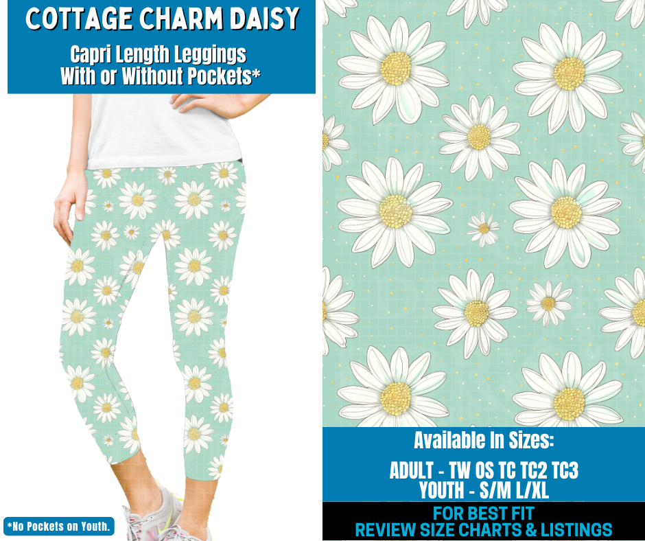 Preorder! Closes 2/2. ETA May. Cottage Charm Daisy Capri Length Leggings w/wo Pockets