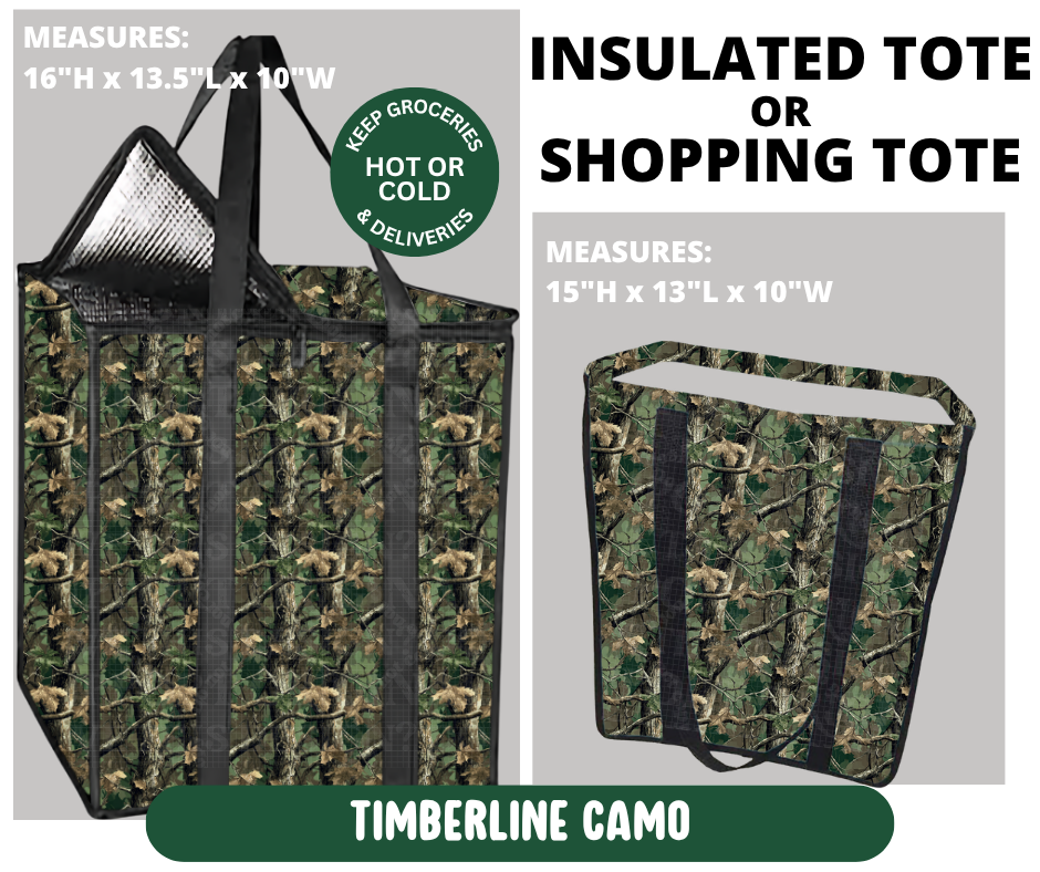 Preorder! Closes 10/7. ETA Jan. Timberline Camo Shopping & Insulated Tote