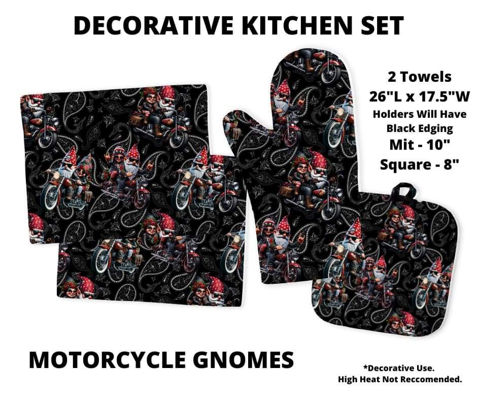 Motorcycle Gnomes Decorative Kitchen Set