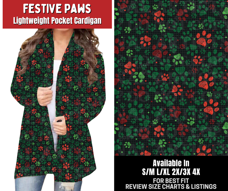 Preorder! Closes 8/31. ETA Dec. Festive Paws Cardigan