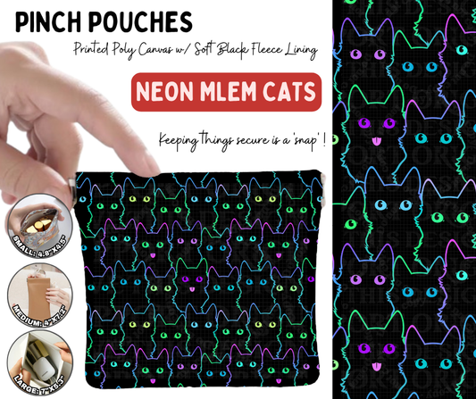 Preorder! Closes 10/5. ETA Jan. Neon Mlem Cats Pinch Pouches in 3 Sizes