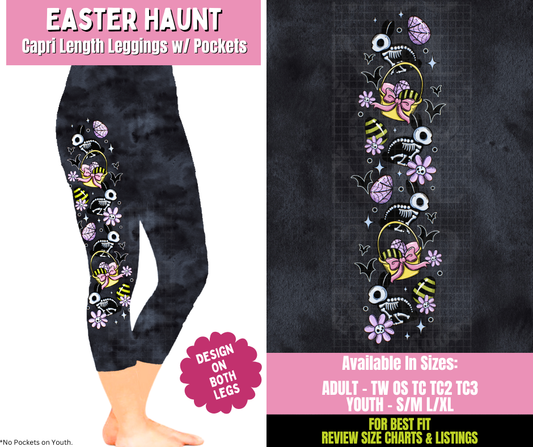 Preorder! Closes 1/21. ETA April. Easter Haunt Capri Leggings w/ Side Leg Designs