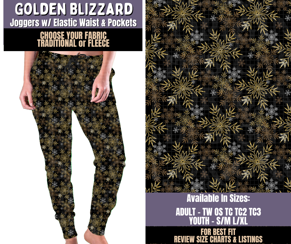 Preorder! Closes 9/3. ETA Dec. Golden Blizzard Joggers Choose Fleece or Traditional