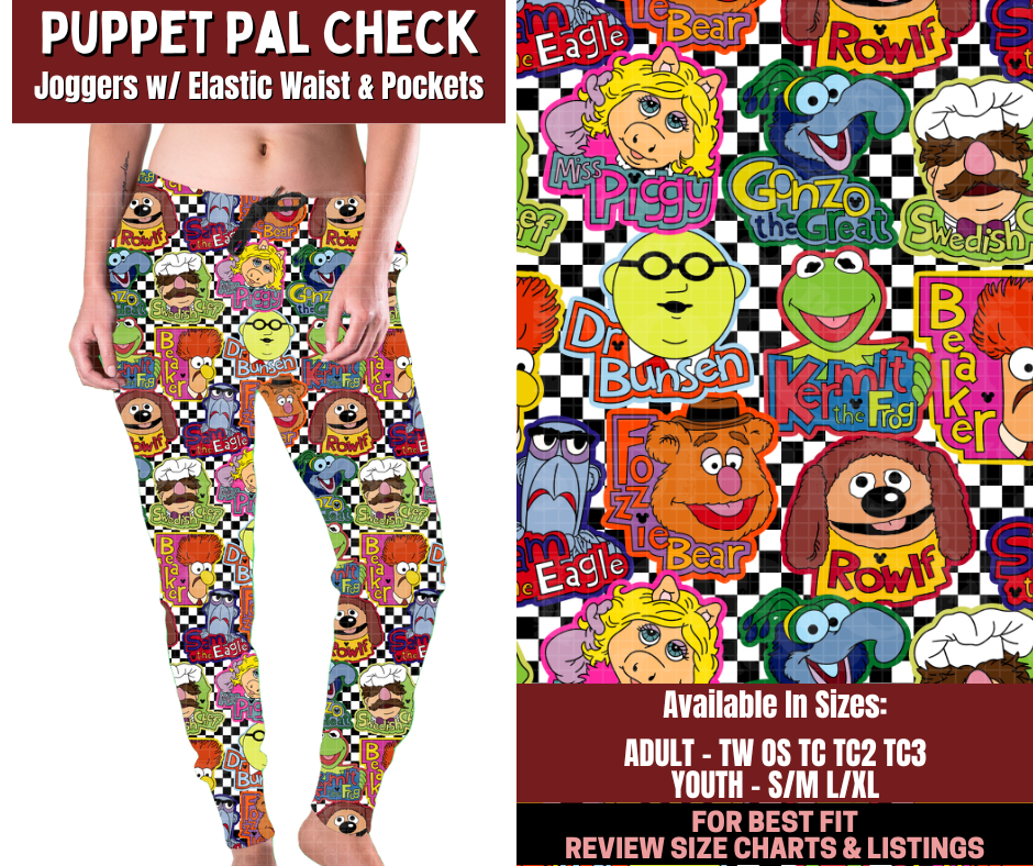 Preorder! Closes 2/4. ETA May. Puppet Pal Check Joggers