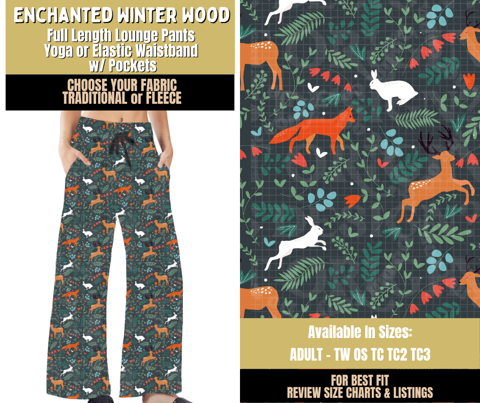 Preorder! Closes 9/9. ETA Dec. Enchanted Winter Wood Lounge Pants Choose Fleece or Traditional