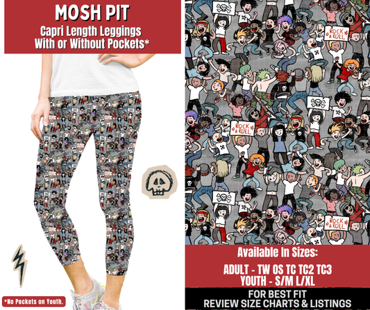 Preorder! Closes 12/22. ETA March. Mosh Pit Capri Length Leggings w/wo Pockets