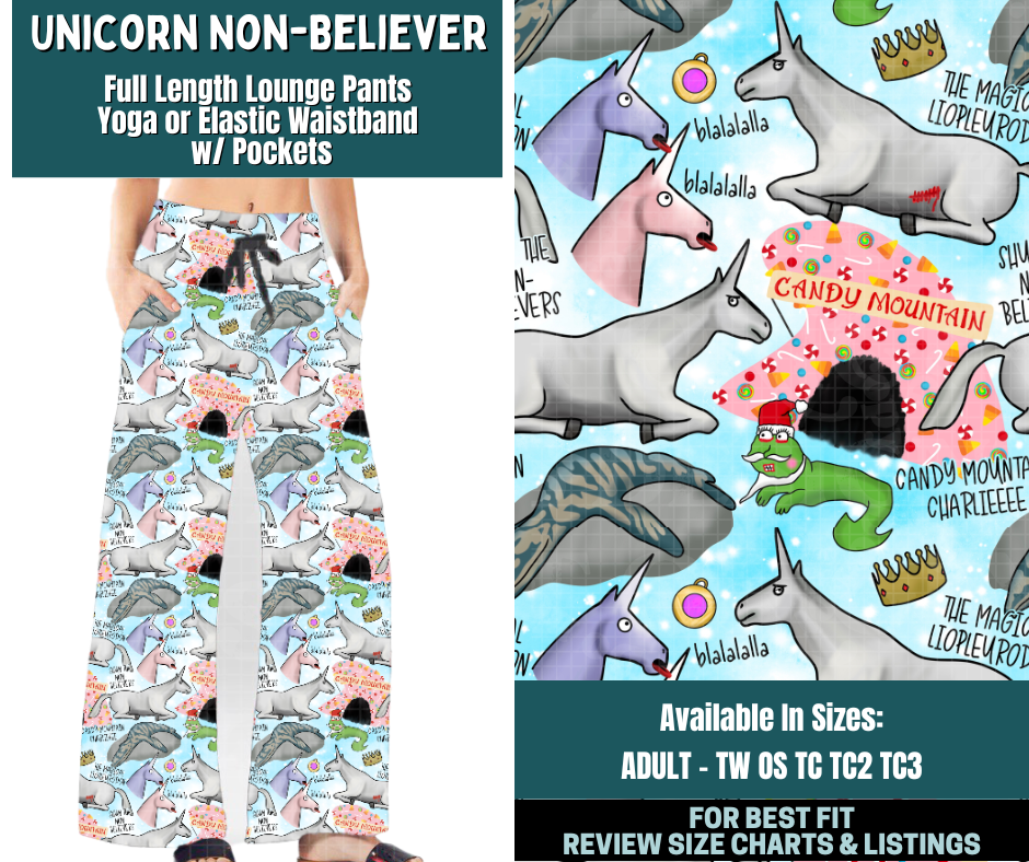 Preorder! Closes 2/5. ETA May. Unicorn Non-Believer Full Length Lounge Pants