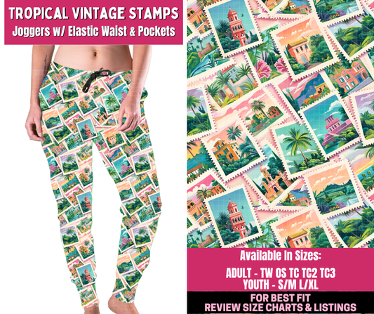 Preorder! Closes 12/31. ETA March. Tropical Vintage Stamps Joggers