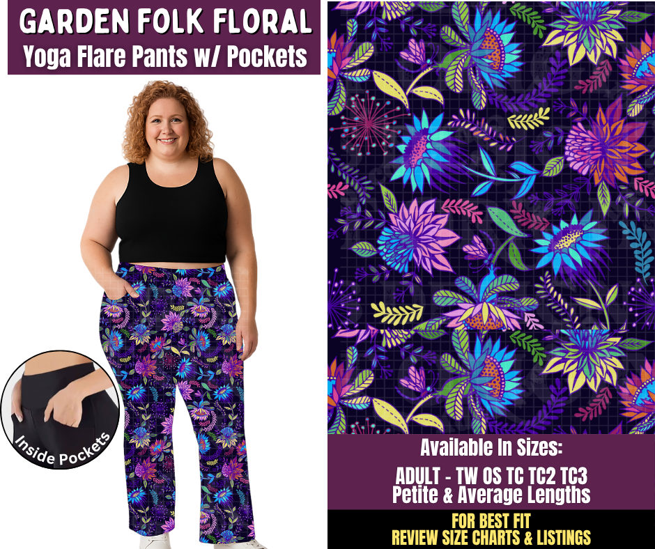 Preorder! Closes 11/4. ETA Feb. Garden Folk Floral Yoga Flare Pants
