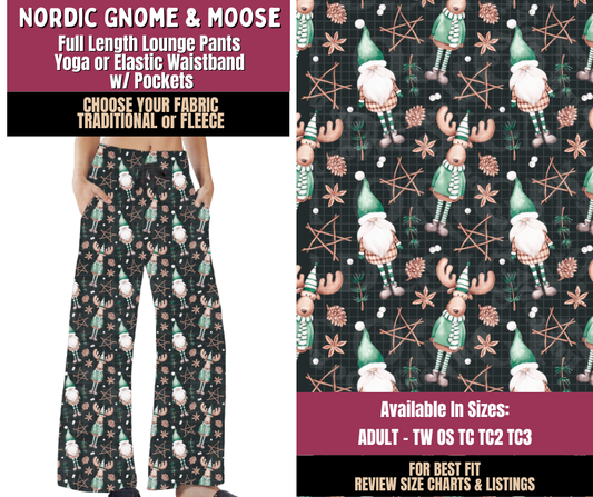 Preorder! Closes 8/27. ETA Nov. Nordic Gnome & Moose Lounge Pants Choose Fleece or Traditional