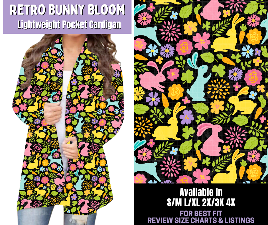 Preorder! Closes 1/22. ETA April. Retro Bunny Bloom Pocket Cardigan