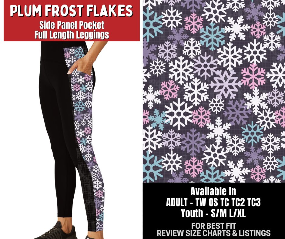 Preorder! Closes 8/31. ETA Dec. Plum Frost Flakes Side Panel Pocket Full Length Leggings