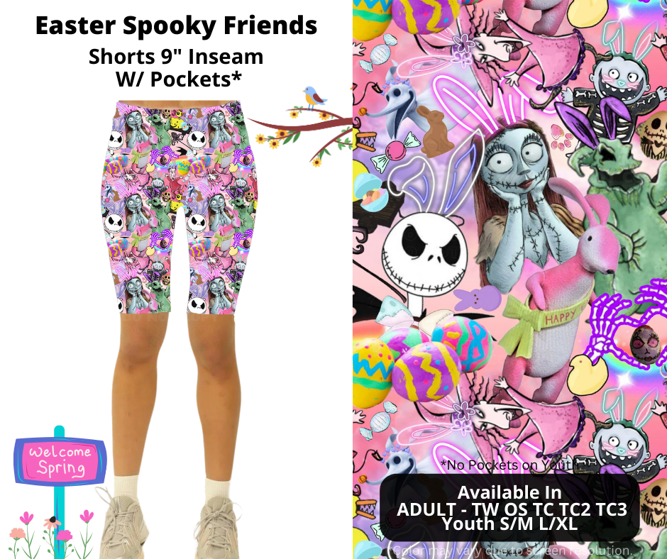 Preorder! Closes 1/22. ETA April. Easter Spooky Friends Jamaica Shorts w/wo Pockets